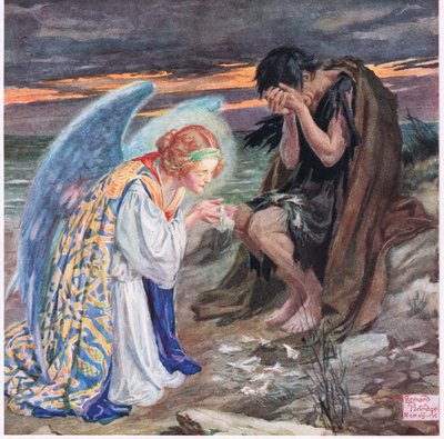 من الحكمة أن تكون خيرًا من الشر ، رسم توضيحي من "الحاخام بن عزرا" لروبرت براوننج (لون ليثو) بواسطة برنارد جون بارتريدج