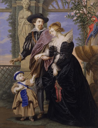نسخة بعد روبنز ، وزوجته هيلينا فورمينت 1614-1673 ، وابنهم فرنسا 1633-1678. بواسطة برنارد لنس