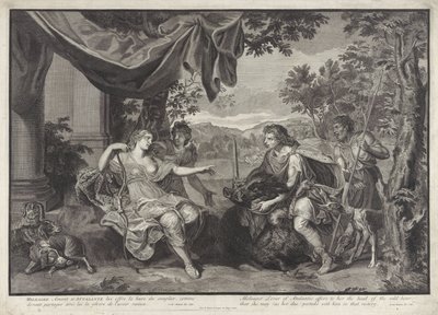 يعطي Meleager رأس الخنزير الكاليدوني لأتالانتا تاريخ ميليجر (عنوان المسلسل) بواسطة Duchange غاسبارد