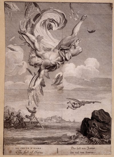 سقوط إيكاروس - شلال إيكاروس - نقش لبيكارت ، برنارد (1673-1733) بواسطة برنارد بيكارت