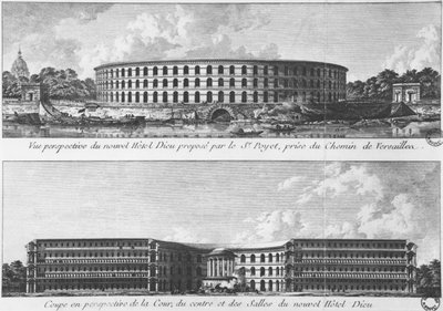 مشروع نقل فندق Hotel-Dieu جديد على Ile aux Cygnes ، باريس ، c.1787 (صور من وزن الجسم) بواسطة برنارد بويت