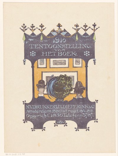 إعلان من شركة أمستردام لطباعة الأحجار والكتب Dieperink & Co 1910 معرض الكتاب (العنوان على الكائن) بواسطة شركة Dieperink and Co.