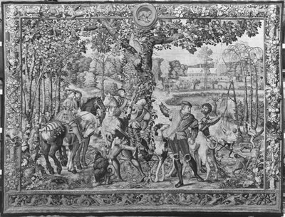 The Hunts of Maximilian ، Leo ، The Stag Hunt ، Gobelins Factory (نسيج) بواسطة برنارد فان أورلي