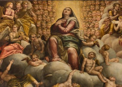 Apse ، Altarpiece لبرناردينو جاتي يسمى Il Sojaro الذي أكمله جيوفاني باتيستا تروتي يسمى IL Malosso ، افتراض العذراء بواسطة برناردينو جاتي