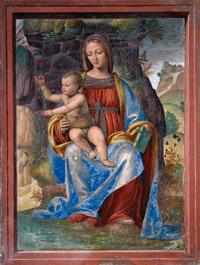 Virgin and Child, fresco by Bernardino Luini (ca 1480-ca 1532), in Lavabo Room or Vestry, Lombardy, Italy بواسطة برناردينو لويني