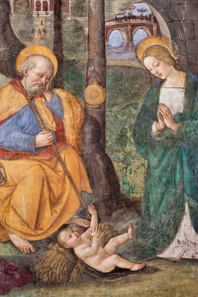العشق من الرعاة (عشق الرعاة) التفاصيل في الهواء الطلق من Pinturicchio (برناردينو دي بيتو) (1454-1513) 1484-1492 (كنيسة سانتا ماريا ديل بوبولو) ، بازيليك سانتا ماريا ديل بوبولو ، كابيلا باسو ديلا روفر روما إيطاليا بواسطة برناردينو دي بيتو بينتوريتشيو