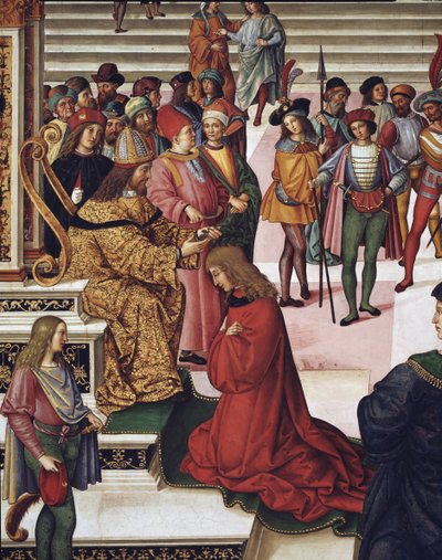 توج Enea Silvio Piccolomini (بيوس الثاني) بشاعر قصير للإمبراطور فريدريك الثالث. التفاصيل - فريسكو بواسطة برناردينو دي بيتو بينتوريتشيو
