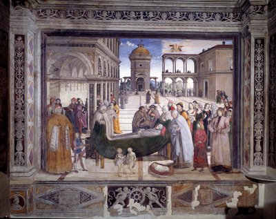 قصة القديس برناردين ، وفاة القديس (فريسكو ، 1486) بواسطة برناردينو دي بيتو بينتوريتشيو