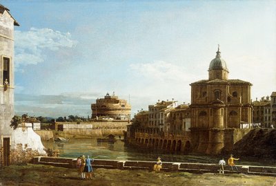 منظر لروما على طول نهر التيبر ، مع كنيسة San Giovanni dei Fiorentini ، بواسطة برناردو بيلوتو (كاناليتو)