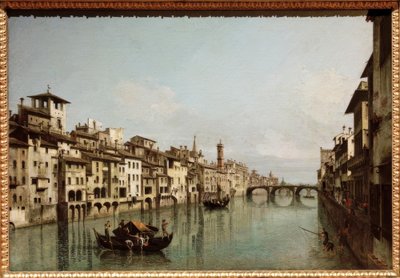 أرنو في فلورنسا مع Ponte Santa Trinità بواسطة برناردو بيلوتو (كاناليتو)