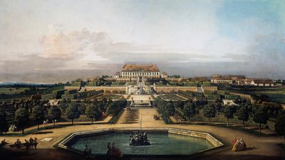 The imperial castle Schlosshof, garden side بواسطة برناردو بيلوتو (كاناليتو)
