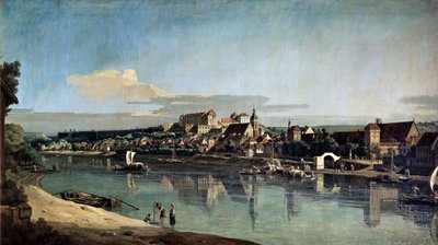منظر لبيرنا من الضفة اليمنى لإلبه ، c1753 بواسطة برناردو بيلوتو (كاناليتو)