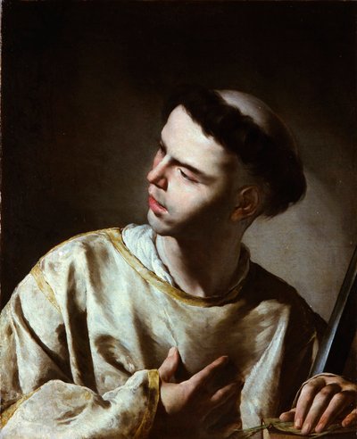 "سان لوران" (سانت لورانس) لوحة برنارد كافالينو (1616-1656) - 1640 - زيت على قماش - قاتمة 65.5x53.5 سم متحف لازارو جالديانو ، مدريد بواسطة برناردو كافالينو