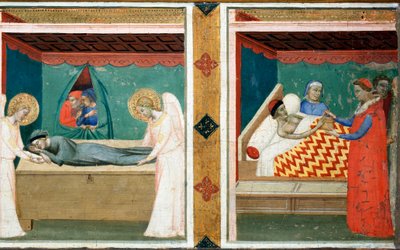Legend of the Holy Belt (predelle of Santa Cintola polyptych) - زيت على خشب بواسطة برناردو دادي