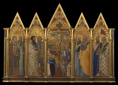 Polyptych مع الصلب ، 1348 (درجة الحرارة وورقة الذهب على اللوحة) بواسطة برناردو دادي