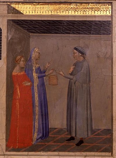 لوحة Predella تصور مشهدًا من "The Legend of the Sacred Girdle" (التفاصيل) (تمبرا على اللوحة) بواسطة برناردو دادي