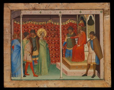 القديس ريباراتا قبل الإمبراطور ديسيوس ، 1338-40 (تمبرا على الخشب) بواسطة برناردو دادي