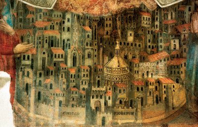 منظر لفلورنسا ، تفاصيل من "La Madonna della Misericordia" ، 1342 بواسطة برناردو دادي