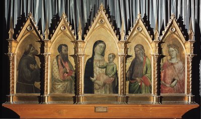 Virgin and child with saints Francis, Bartholomew, st John and st Catherine of Alexandria - tempera on panel بواسطة برناردو دادي