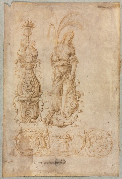 تصميم الشمعدان ، الشكل اللفائي للوفرة ، تصميم الإغاثة الزخرفية ، ج. 1490. بواسطة برناردو بارينتينو