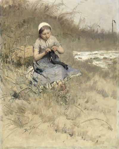 فتاة الحياكة بواسطة Bernardus Johannes Blommers