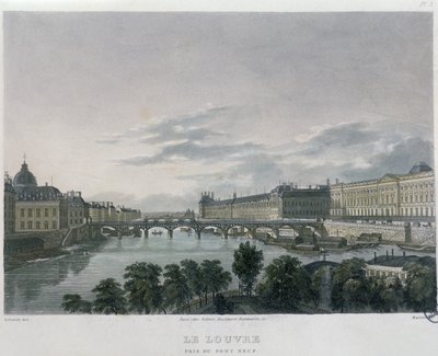 ال بونت أو باسيريل ديس آرتس ، باريس ، 1832 (نقش ملون) بواسطة برنهارد شميدت