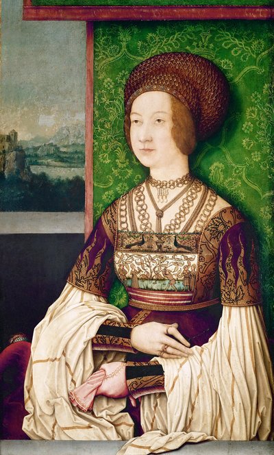 عائلة الإمبراطور ماكسيميليان الأول: صورة الإمبراطورة بيانكا ماريا (بلانش ماري) سفورزا (1472-1510) "- صورة بيانكا ماريا سفورزا (1472-1510) ، الزوجة الثانية لماكسيميليان الأول ، الإمبراطور الروماني المقدس بواسطة ستريجل ، برنارد (حوالي 1460-1528) (أو 1 بواسطة برنارد ستريجل