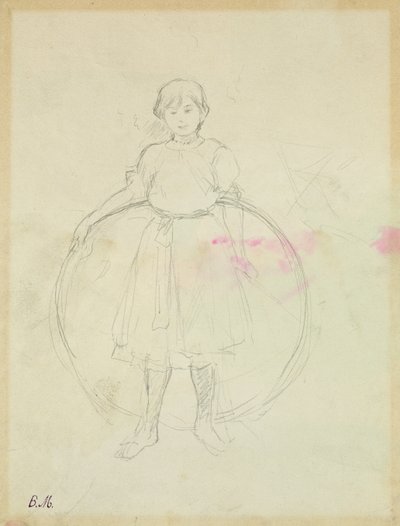 فتاة صغيرة مع طارة ، 1888 (جرافيت على ورق) بواسطة بيرث موريسوت