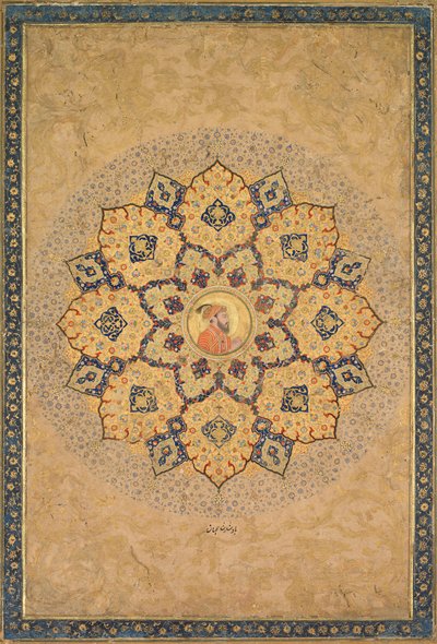 شمس أمة الله مع صورة أورنجزيب 1618-1707 ، من ألبوم الأباطرة. بواسطة Bichitr