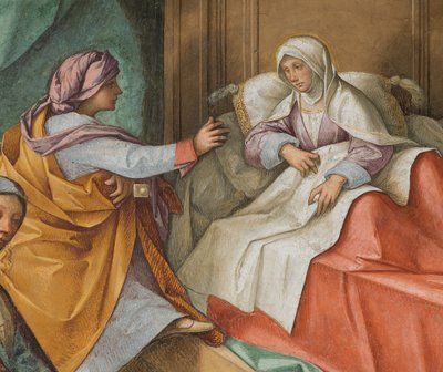 صحن مركزي ، الامتداد الشمالي الثاني ، ولادة العذراء ، بوكاتشيو بوكاتشينو 1514-15 ، التفاصيل بواسطة بوكاتشيو بوكاتشينو
