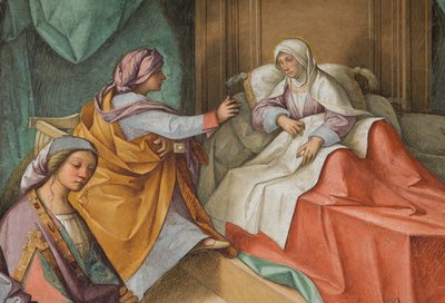 صحن مركزي ، الامتداد الشمالي الثاني ، ولادة العذراء ، بوكاتشيو بوكاتشينو 1514-15 ، التفاصيل بواسطة بوكاتشيو بوكاتشينو