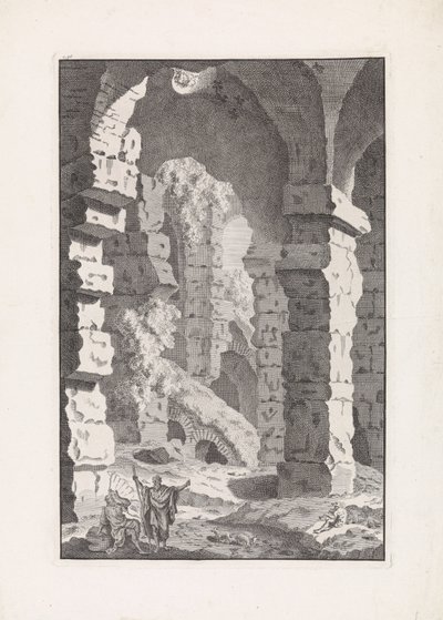 Musicerende herder tussen أطلال اثار مدينة روما القديمة (عنوان السلسلة) بواسطة بونافنتورا فان أوفربيك