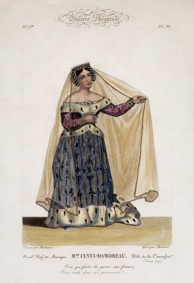 Laure Cinti-Damoreau ، السوبرانو الفرنسية ، مثل La Comtesse في أوبرا Gioacchino Rossini Comte Ory في Académie Royale de Musique بواسطة Bonhommé Bonhommé