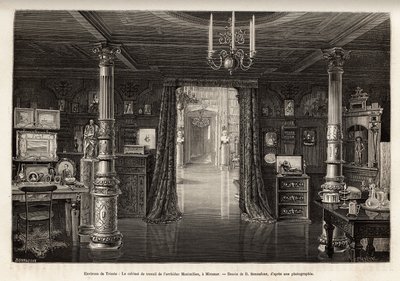 خزانة عمل الأرشيدوق النمساوي ماكسيميليان (1832-1867) ، في قلعة ميرامار ، التي بناها بالقرب من تريست ، من عام 1857 ، عندما تم إعلانه نائبًا لملك مملكة لومباردي وفينيتو ، نقش بواسطة B.Bonnafoux illustra بواسطة بونافوكس بونافوكس