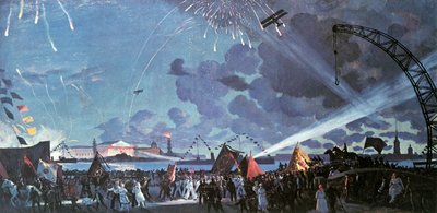 "الاحتفال الليلي على نهر نيفا" ، 1923. بواسطة بوريس ميخائيلوفيتش كوستودييف