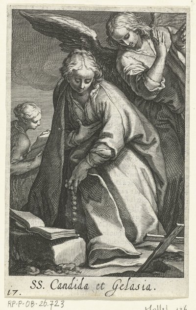القديسة كانديدا والقديس جلاسيا كنساك مع ملاك SS. Candida et Gelasia (العنوان على الكائن) الناسك (عنوان المسلسل) Sacra Eremus Ascetriarum (عنوان المسلسل) بواسطة إبراهيم بلويميرت