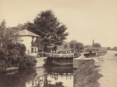كوخ Lock-Keeper وقفل البوابات بواسطة القرن التاسع عشر البريطاني