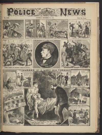 الغلاف الأمامي لـ Illustrated Police News ، ٢٩ نوفمبر ١٨٨٤ (litho) بواسطة المدرسة البريطانية