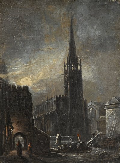 الثالوث المقدس وسانت ميخائيل ليلاً ، حوالي عام 1826 (زيت على ظهر السفينة) بواسطة المدرسة البريطانية