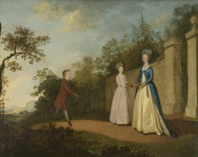 Mary and Emmette Pettener and Master Partridge ، حوالي عام 1770 (زيت على قماش) بواسطة المدرسة البريطانية