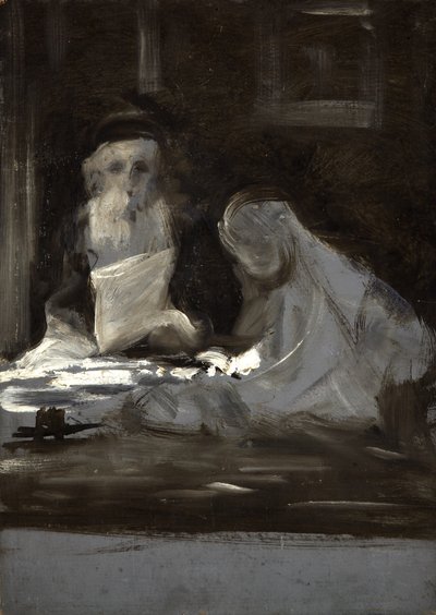 رسم تخطيطي لشخصين جالسين بواسطة المدرسة البريطانية