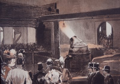 الزائرون يشاهدون Bessemer Steel Process في مسبك John Brown and Co بواسطة المدرسة البريطانية