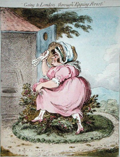 الذهاب إلى لندن عبر غابة إيبينج ، نقش بواسطة جيمس جيلراي (1757-1815) نشرته هانا همفري عام 1802 (نقش ملون يدويًا) بواسطة براونلو (بعد) الشمال