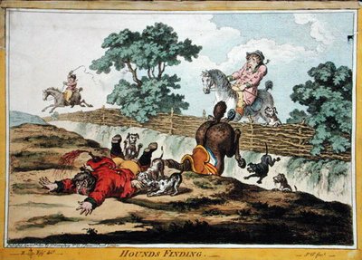 العثور على كلاب الصيد ، محفور بواسطة جيمس جيلراي (1756-1815) نشرته هانا همفري في عام 1800 (حفر ملون يدويًا) (انظر أيضًا 191237) بواسطة براونلو (بعد) الشمال