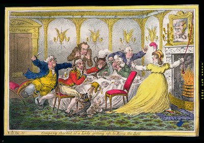 صدمت الشركة على سيدة تستيقظ على Ring the Bell ، محفورة بواسطة James Gillray (1756-1815) نشرتها Hannah Humphrey في 1804 (النقش اليدوي) بواسطة Brownlow North