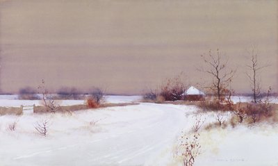 مشهد ثلجي في البلد ، c.1890 (مرحاض وغواش على ورق) بواسطة بروس كرين
