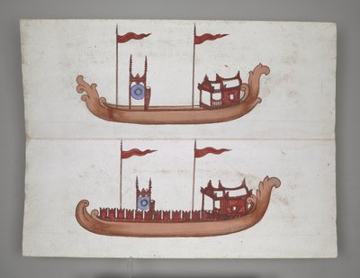 Or 14005 Royal Barges and Boats (الحبر واللون والذهبي على ورق) بواسطة المدرسة البورمية