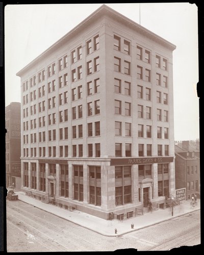 المنظر الخارجي لبارك ، مبنى شركة Davis und Co. ، شوارع Hudson und Vestry ، نيويورك ، 1910 (طباعة الجيلاتين الفضي) بواسطة شركة بايرون