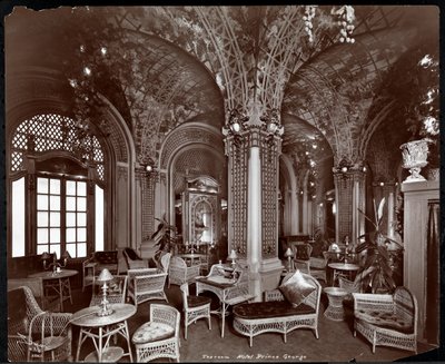 غرفة الشاي في فندق برينس جورج ، 1907 (طباعة الجيلاتين الفضي) بواسطة شركة بايرون