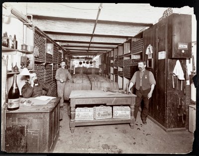 قبو النبيذ في فندق مانهاتن ، 1902 (طباعة الجيلاتين الفضي) بواسطة شركة بايرون